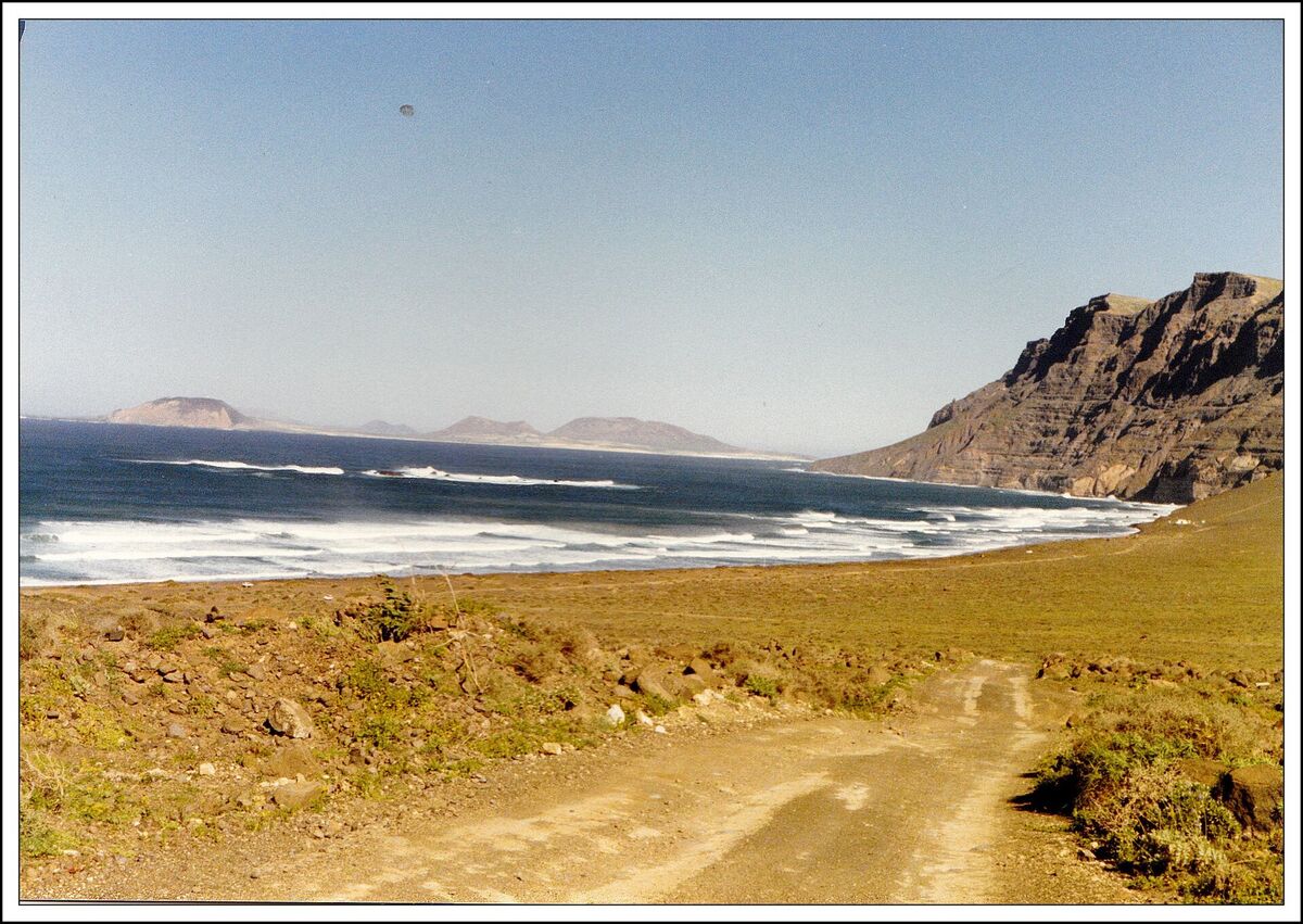 Playa de Famara, a 20-minute drive from Costa Teguise for weekend escapes