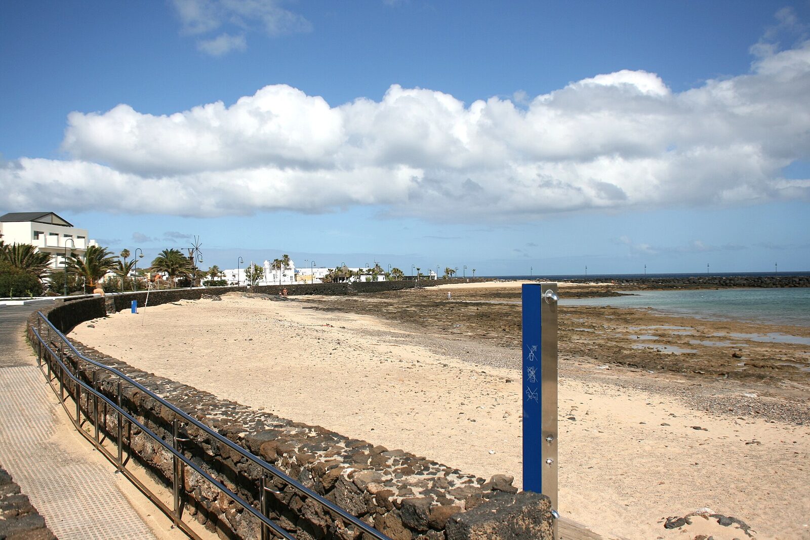 The beach and seafront at Playa de los Charcos, Costa Teguise